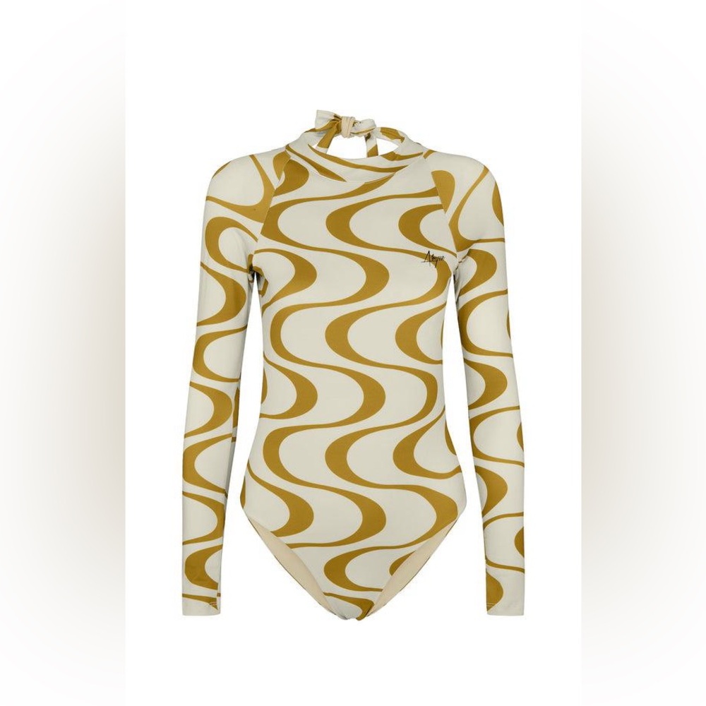 Abysse Ama Surf Suit in Gold and Cream - Long Sleeve Swimsuit